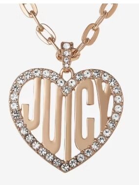 Juicy Couture Crystal Heart Logo Pendant Necklace